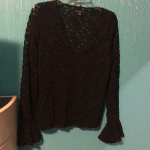 American Eagle Outfitter, Cute black lace blouse with bell sleeve.